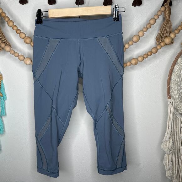 Lululemon Cool to Street Blue Denim Mesh Cropped Leggings - Picture 1 of 3